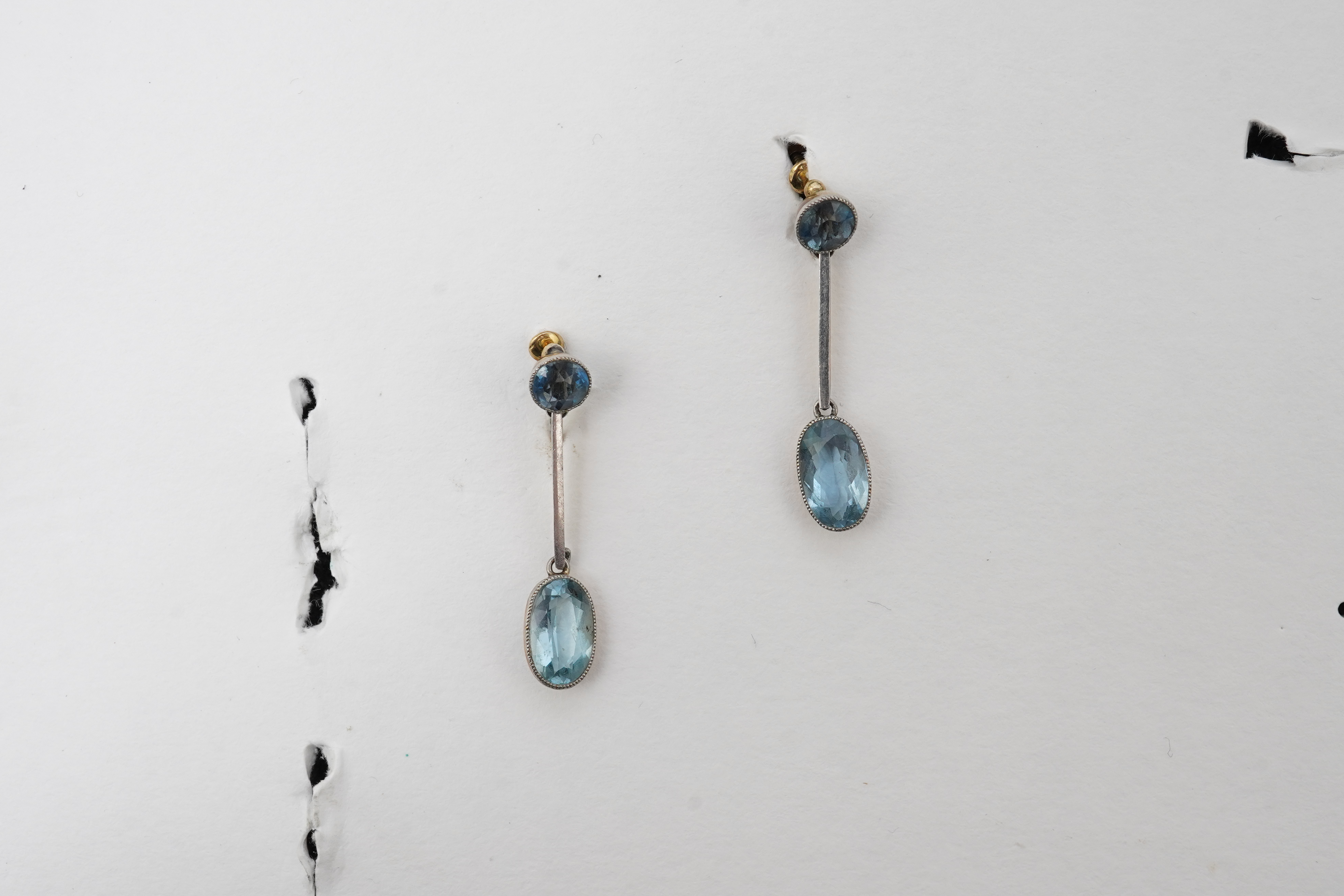 A pair of aquamarine drop earrings, early 20th century